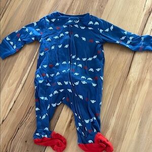 Carter's Blue and Red Footies One Piece with Whimsical Sky Design